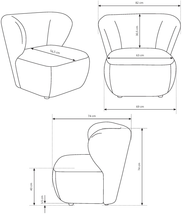 EVA Fotel wypoczynkowy do salonu z szerokim oparciem w tkaninie boucle - zdjęcie produktu